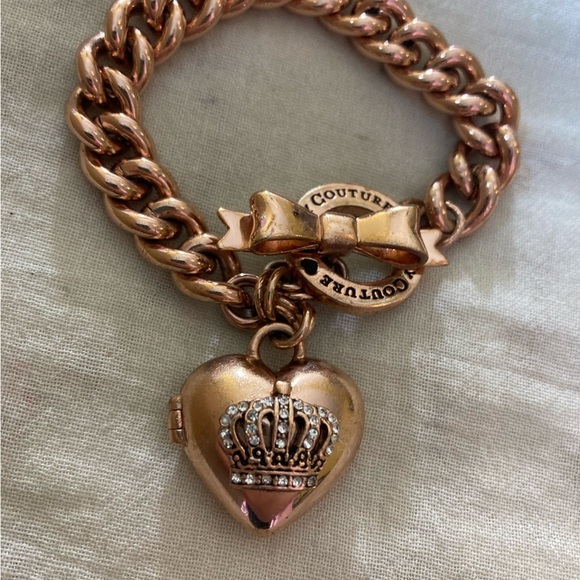 Juicy Couture Jewelry - Juicy Couture Heart Locket Copper Tone Charm Bracelet Cute Gift